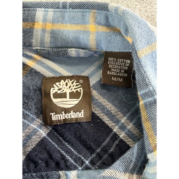 Timberland Shirt Men's Medium Blue Plaid Long Sleeve Button-Down Shirt - Picture 3 of 8